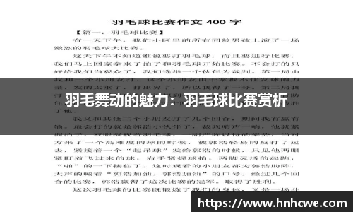 羽毛舞动的魅力：羽毛球比赛赏析